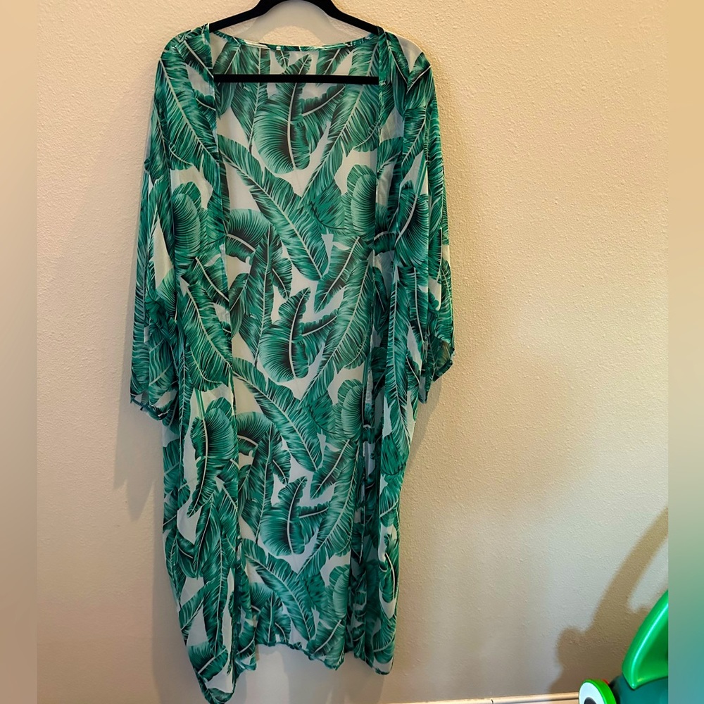 Green leaf swim cover up